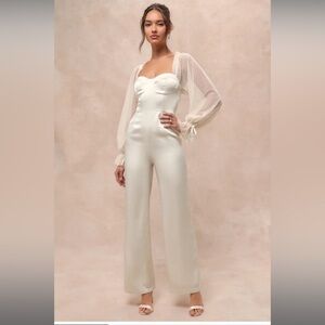 NWT IVORY SATIN JUMPSUIT